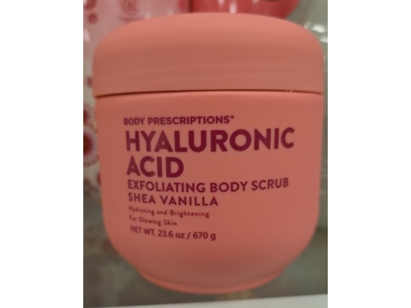 Body Prescriptions Hyaluronic Acid Exfoliating Body Scrub, Shea Vanilla, 23.6 oz/670 g