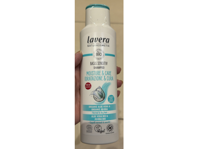 Lavera Moisture & Care Basis Sensitiv Shampoo, Organic Aloe Vera & Organic Jojoba, 8.7 fl oz/250 mL