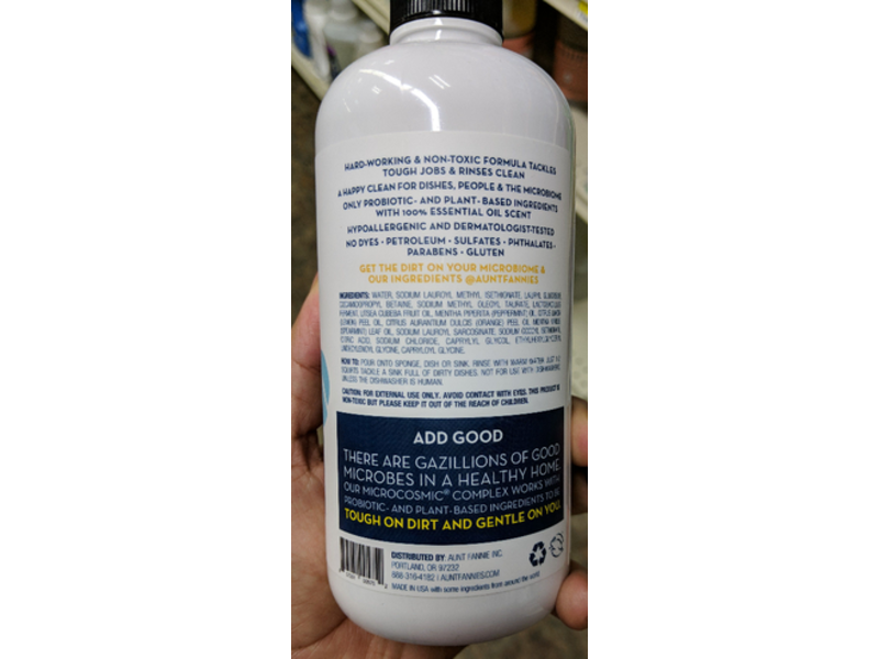 Aunt Fannie's Microcosmic Probiotic Power Dish Soap, Fresh Lemon, 16 fl oz/473 mL