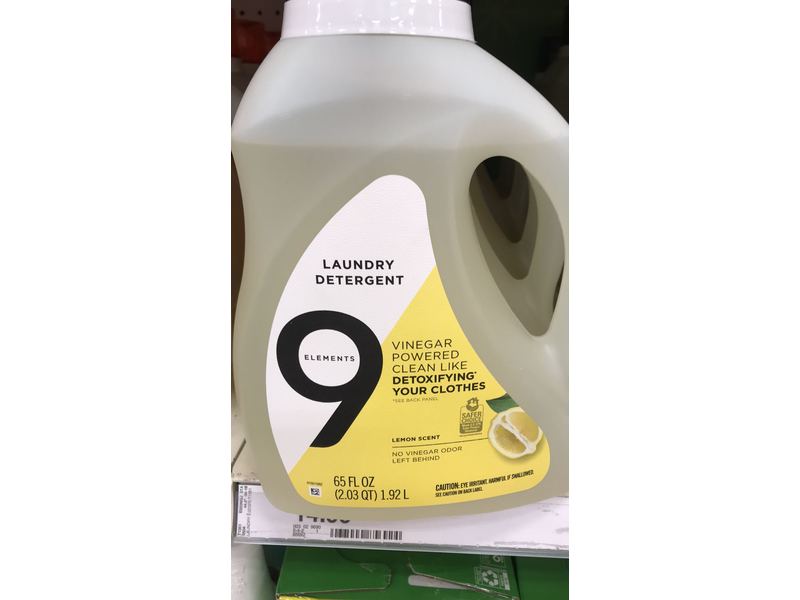 9 Elements Liquid Laundry Detergent, Lemon Scent, 65 fl oz
