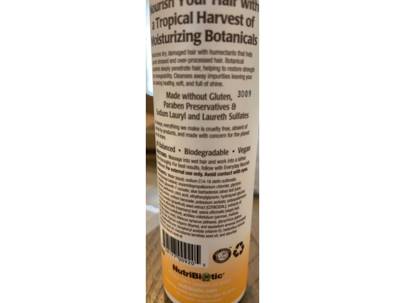 Nutribiotic Everyday Nourish Shampoo, Tropical Harvest, 10 fl oz/ 296 mL