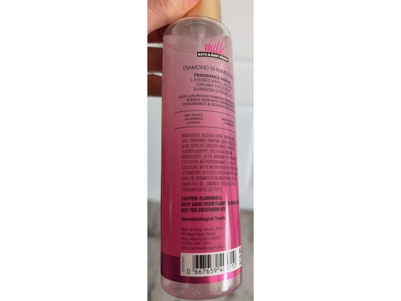 Bath & Body Works Diamond Shimmer Mist, Milk Bar Birthday Cake, 4.9 fl oz/145 mL