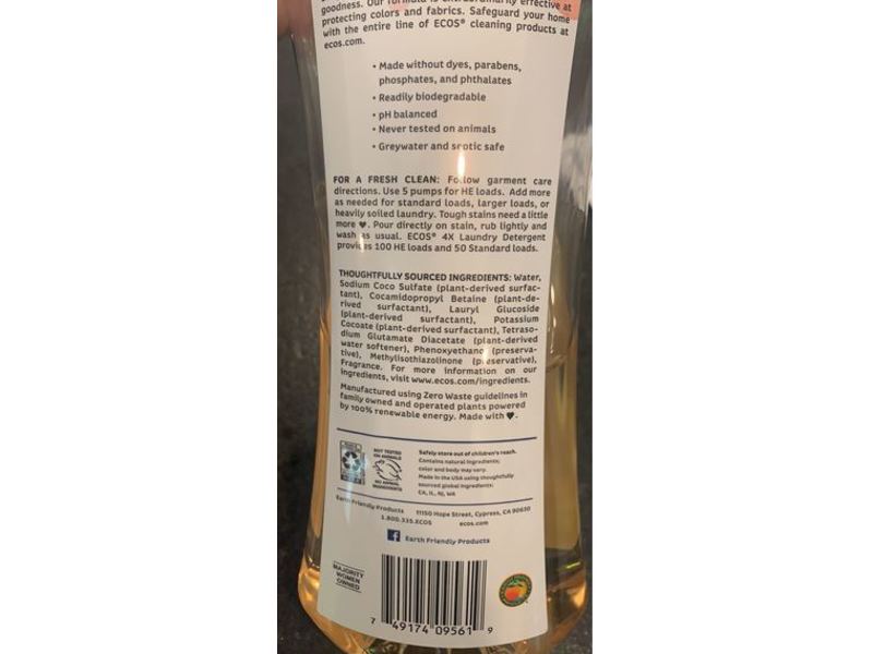 ECOS Plant-Powered Cleaning Laundry Detergent, Magnolia & Lily, 50 fl oz, 100 Loads