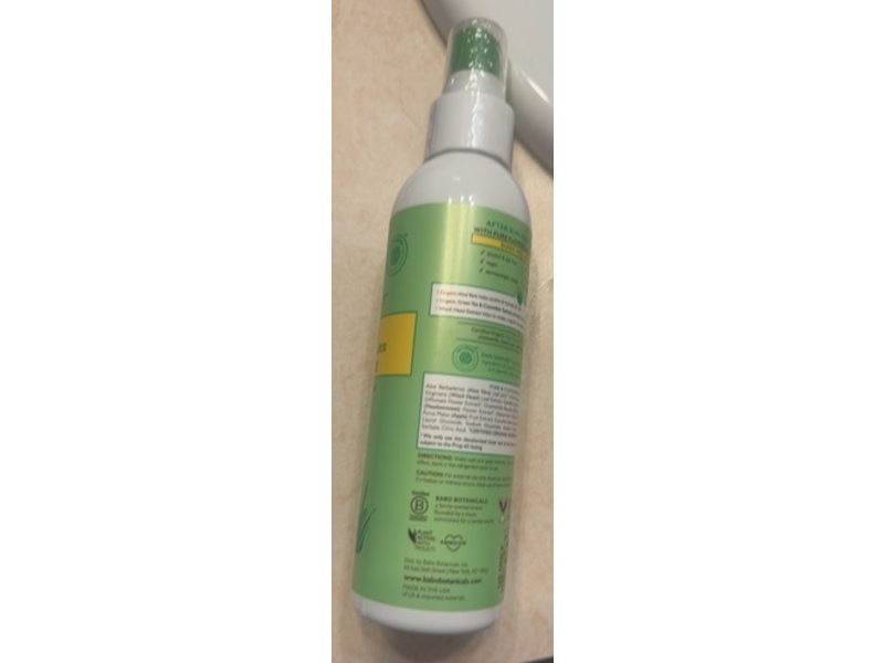 Babo Botanicals After Sun Soothing Mist, Aloe Vera & Cucumber, 5.5 fl oz/162 mL