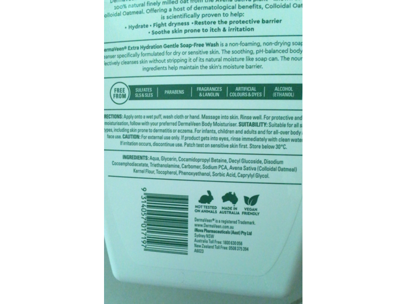 DermaVeen Extra Hydration Gentle Soap Free Wash, 1.25 L