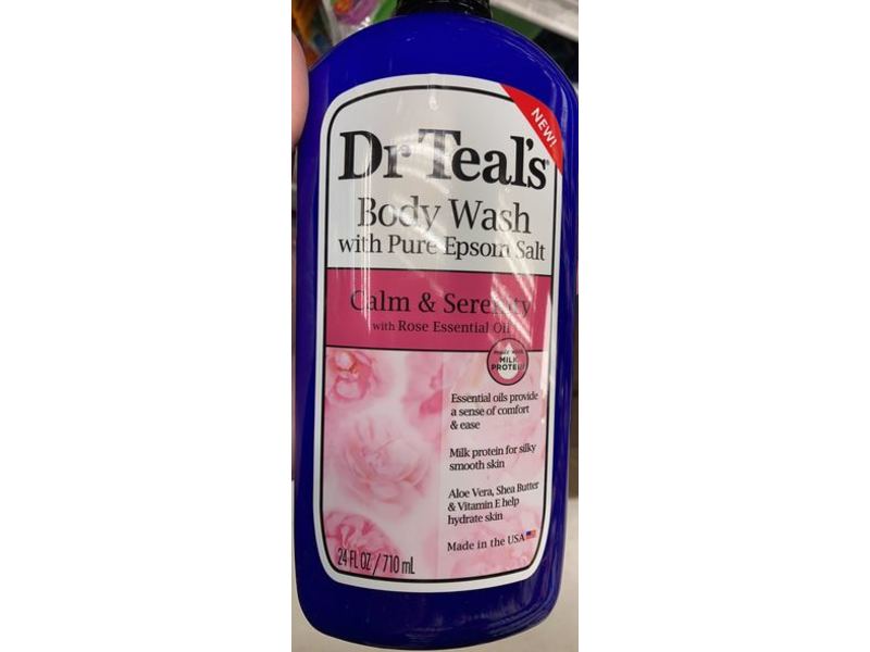 Dr Teal's Clam & Serenity Body Wash, Rose Essential Oil, 24 fl oz/710 mL