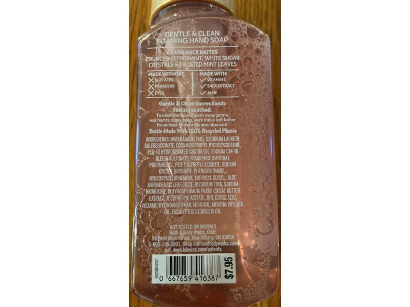 Bath & Body Works Gentle & Clean Foaming Hand Soap, Crushed Candy Cane, 8.75 fl oz/ 259 mL, Pack Of 2