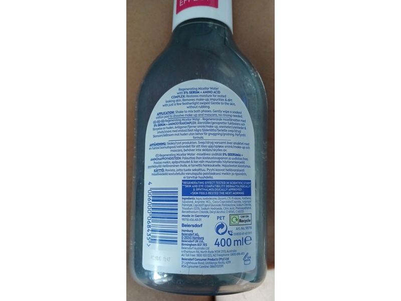 Nivea Micellar Water, Regenerating, 400 mL