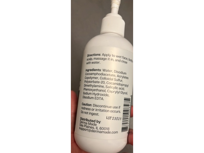 Derma Made Medi Wash, 3% Sulfur & 2% Salicylic Acid, 8.0 fl oz/236 mL