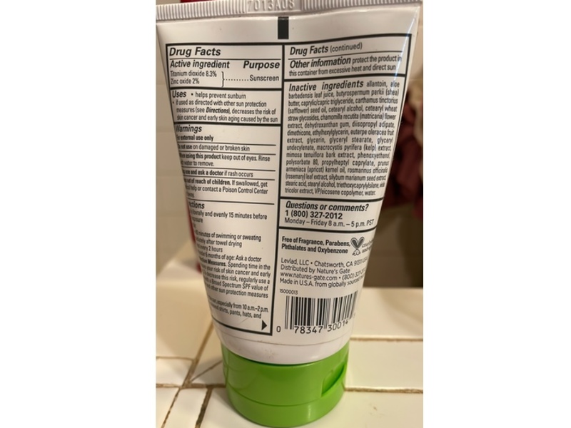 Natures Gate Sport Vegan Sunscreen, SPF 20, 4 fl oz/118 mL