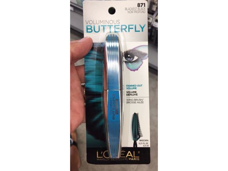 L'Oreal Paris Voluminous Butterfly Waterproof Mascara, 871 Blackest Black, 0.21 fl oz/6.5 mL