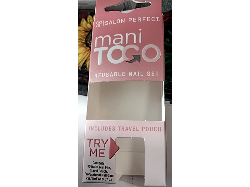 Salon Perfect Mani To Go Reusable Nail Set, Light Pink, 0.07 oz/2 g, 30 Count