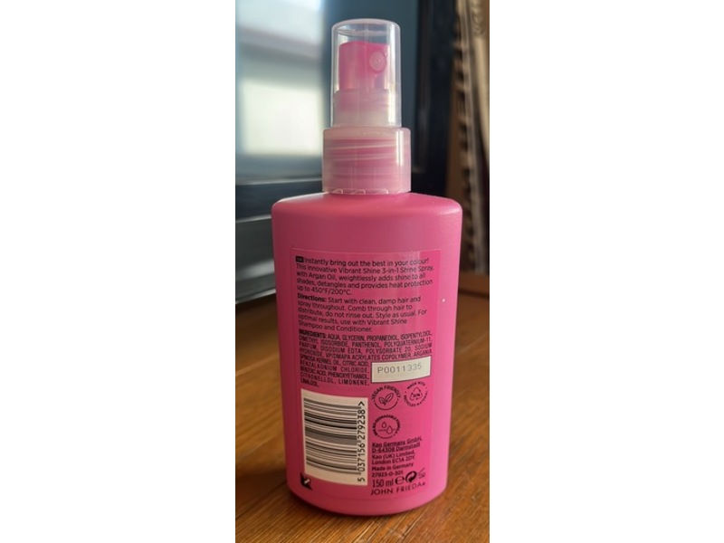 John Frieda Vibrant Shine 3 In 1 Shine Spray, 5 oz/150 mL