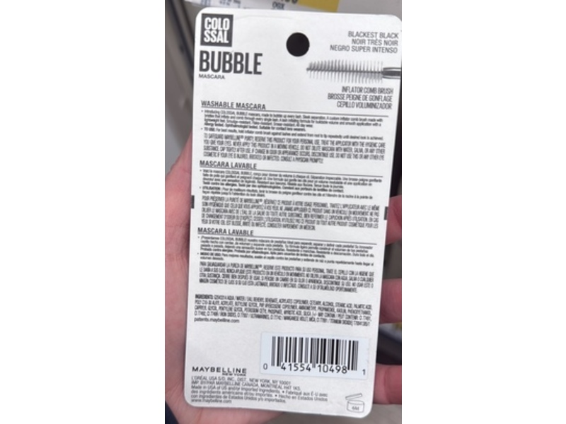 Maybelline New York Colossal Bubble Mascara, 802 Blackest Black, 0.33 fl oz/10 mL