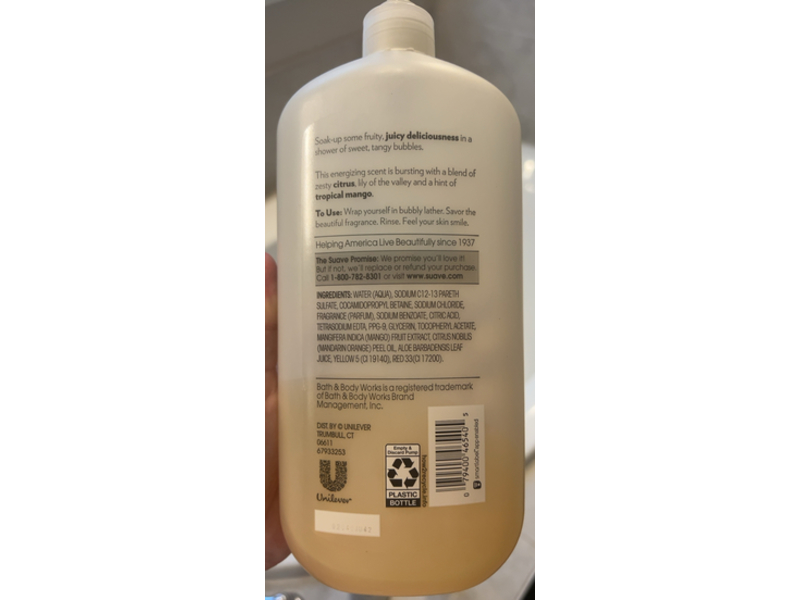 Suave Pampering Body Wash, Mango Mandarin, 32 fl oz/946 mL