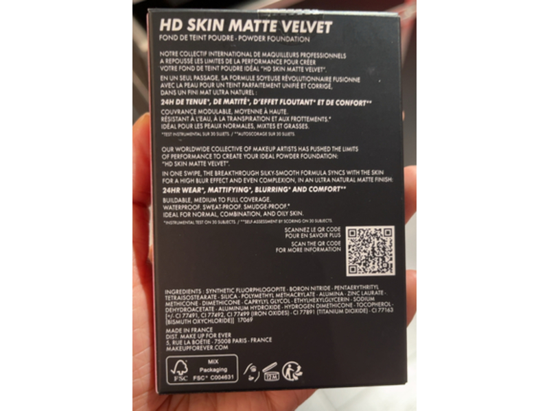 Make Up For Ever Hd Skin Matte Velvet Powder Foundation, 1R02 Cool Alabaster, 0.38 oz/11 g