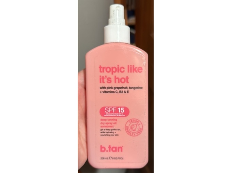 b.tan Tropic Like It's Hot Deep Tanning Dry Spray Oil Sunscreen, SPF 15, 8 fl oz/236 mL