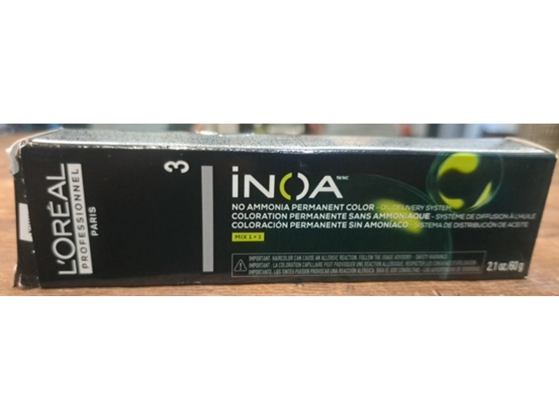 L'Oreal Professional Paris Inoa Permanent Hair Color, 3/3N Brown Black, 2.1 oz/60 g