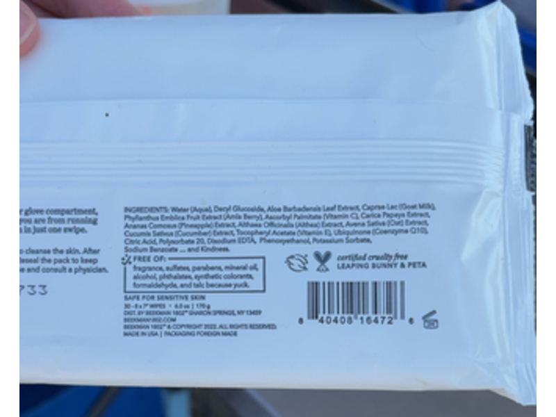 Beekman Golden Facial Cleansing Wipes, Vitamin C & Goat Milk, 6 oz/170 g