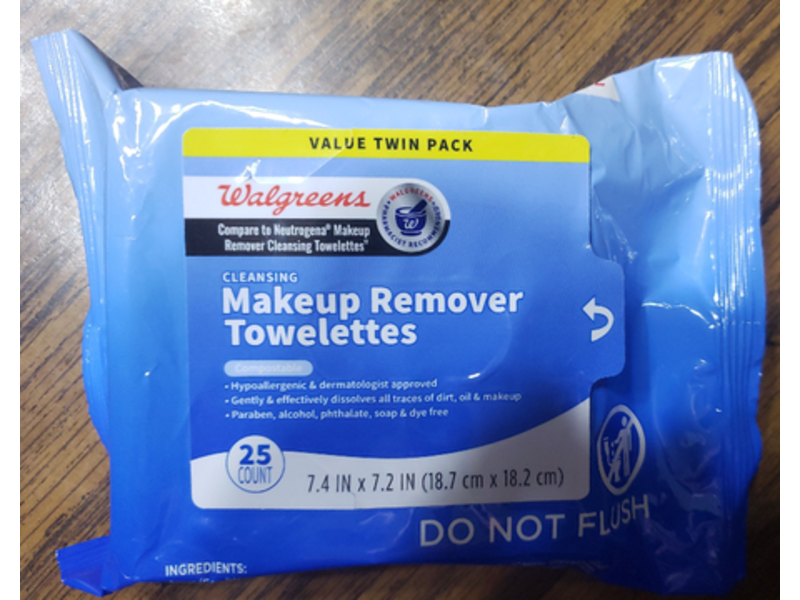 Walgreens Cleansing Makeup Remover Towelettes, 25 Count