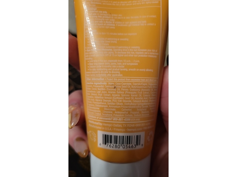 Hempz Herbal Facial Sunscreen, Sweet Pineapple & Honey Melon, SPF 30, 3 fl oz/88 mL