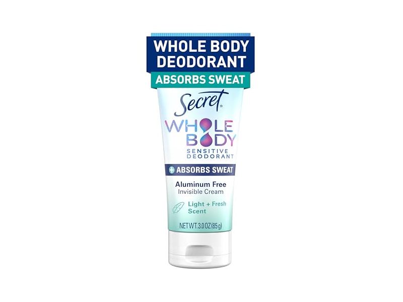 Secret Whole Body Deodorant Invisible Cream, Light + Fresh Scent, 3 oz/85 g