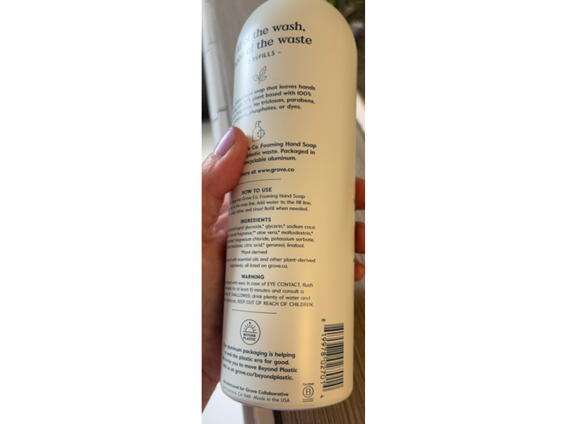 Grove Co. Foaming Hand Soap, Lavender & Thyme, 12 fl oz/354 mL