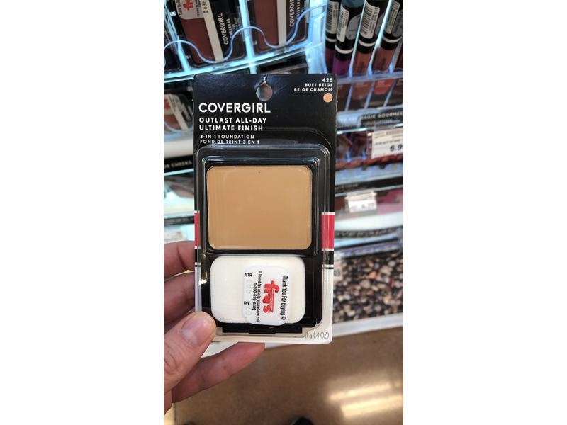 CoverGirl Outlast All-Day Ultimate Finish 3 In 1 Foundation, 425 Buff Beige, 0.4 oz/11 g.