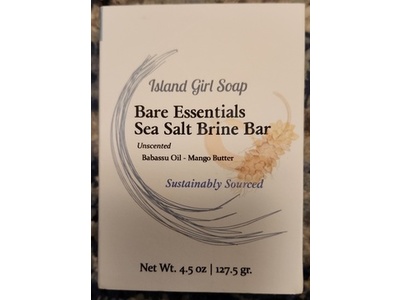 Island Girl Bare Essentials Sea Salt Brine Bar, Babassu Oil & Mango Butter, 4.5 oz/127.5 g