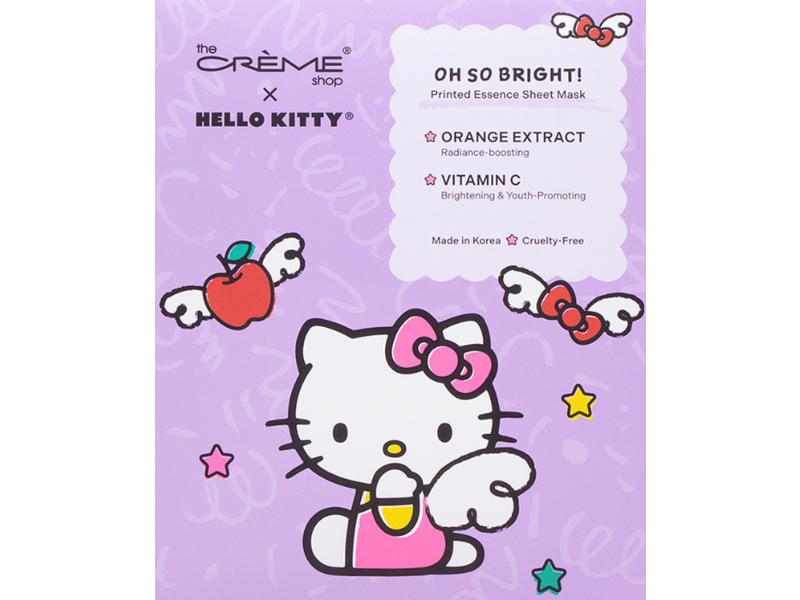 The Creme Shop x Hello Kitty Oh So Bright! Printed Essence Sheet Mask, Orange Extract, Vitamin C, 1 Count