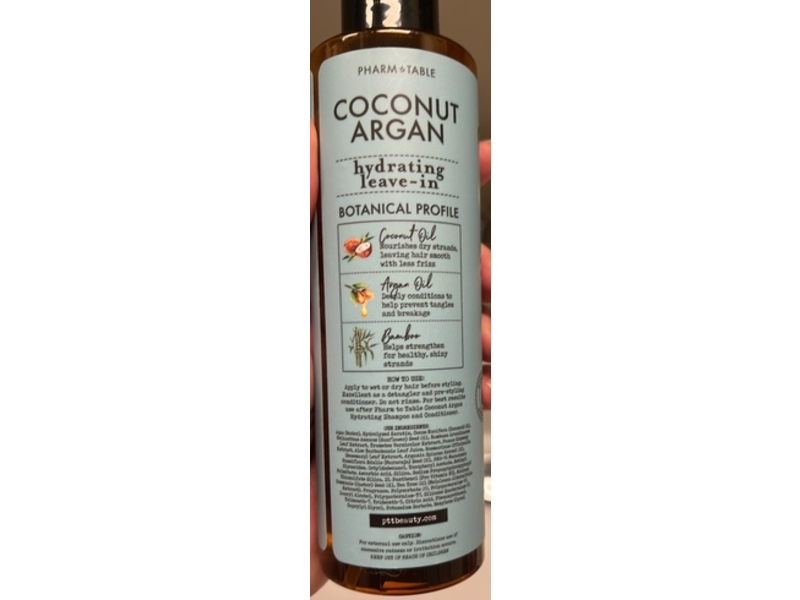 Pharm To Table Hydrating Leave-In Conditioner, Coconut Argan, 237 mL