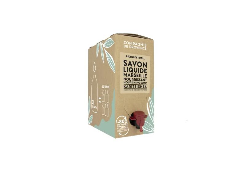 Compagnie de Provence Savon Marseille Nourishing Liquid Soap Eco Refill, Shea, 101.4 fl oz