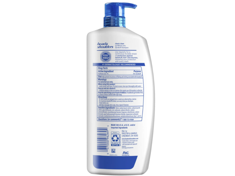 Head & Shoulders Classic Clean Daily Shampoo, 32.1 fl oz/950 mL, Pack Of 2