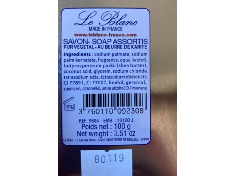 Le Blanc Savons D Invite-Guest Soaps, 0.88 oz/25 g, 6 Count