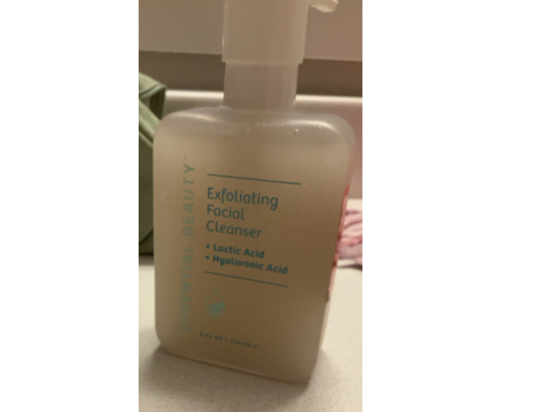 Essential Beauty Exfoliating Facial Cleanser, Lactic Acid + Hyaluronic Acid, 8 fl oz/236 mL