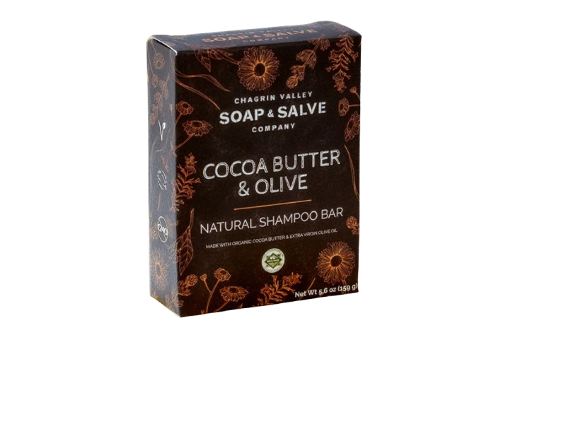Chagrin Valley Soap & Salve Company Natural Shampoo Bar, Cocoa Butter & Olive, 5.6 oz/159 g