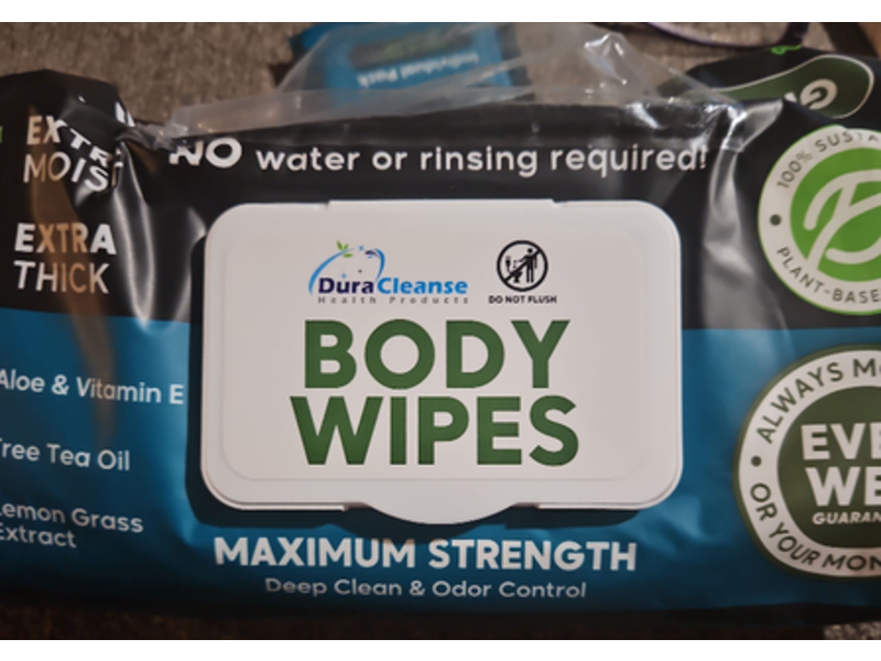 Dura Cleanse Body Wipes, Aloe + Vitamin E, 50 Count