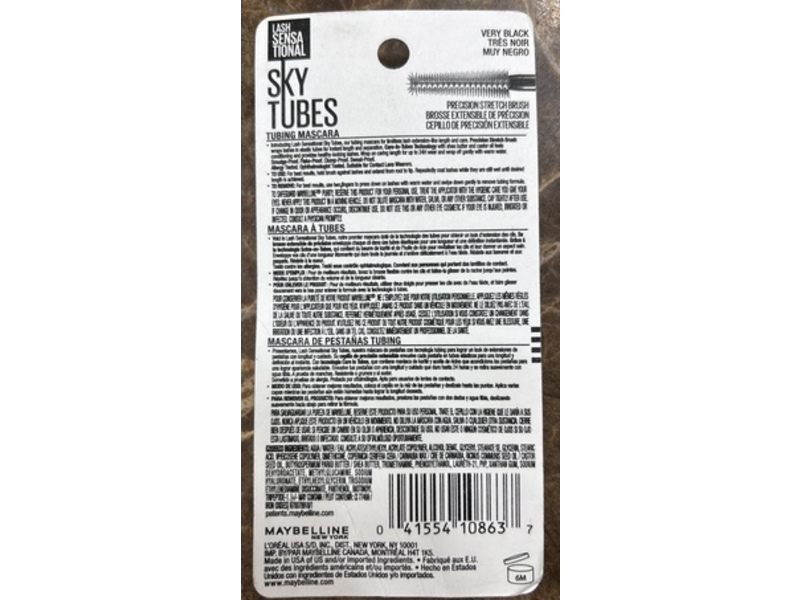 Maybelline New York Lash Sensational Sky Tubes Tubing Mascara, 801 Very Black, 0.23 fl oz/7 mL