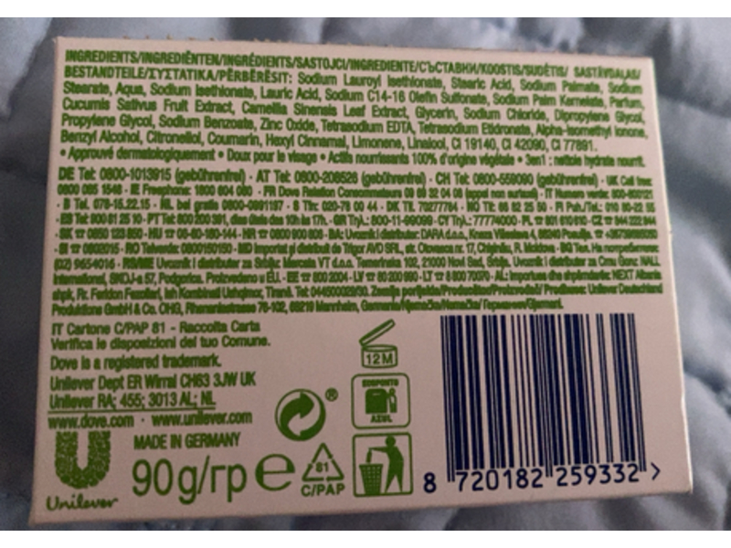 Dove Refreshing 3 In 1 Beauty Cream Bar, Cucumber & Green Tea, 90 g