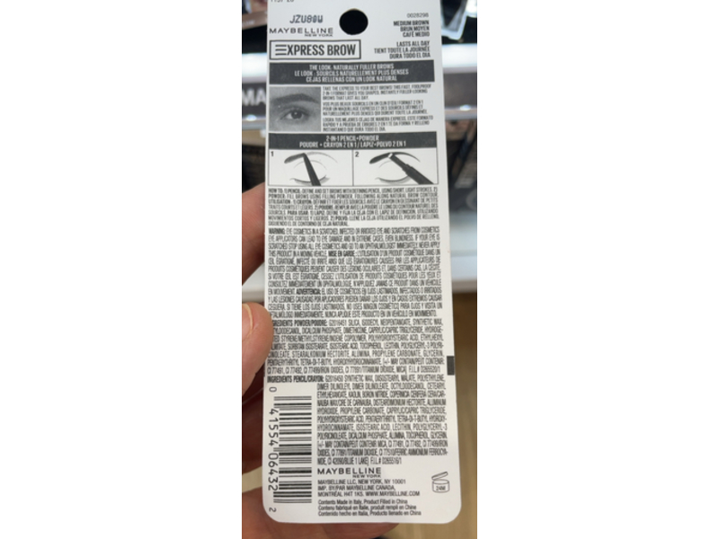 Maybelline Express Brow 2-In-1 Pencil and Powder Eyebrow Makeup, Medium Brown, 0.017 oz