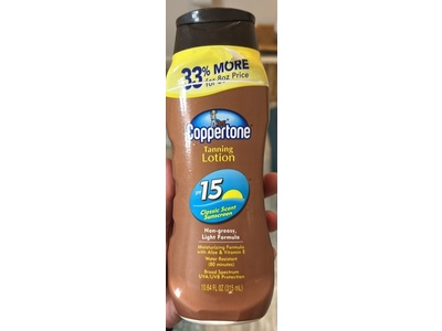 Coppertone Tanning Lotion, SPF 15, Classic Scent, 10.64 fl oz/315 mL