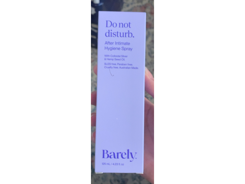 Barely After Intimate Hygiene Spray, Colloidal Silver & Hemp Seed Oil, 4.23 fl oz/125 mL