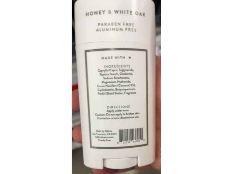 Native Deodorant, Honey & White Oak, 2.65 oz/75 g