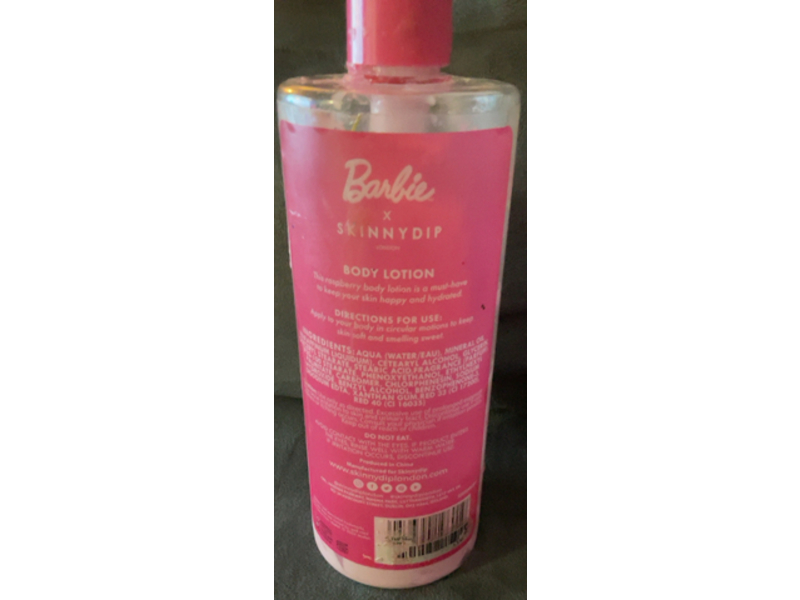 Skinny Dip x Barbie Body Lotion, Raspberry, 16.6 fl oz/490 mL