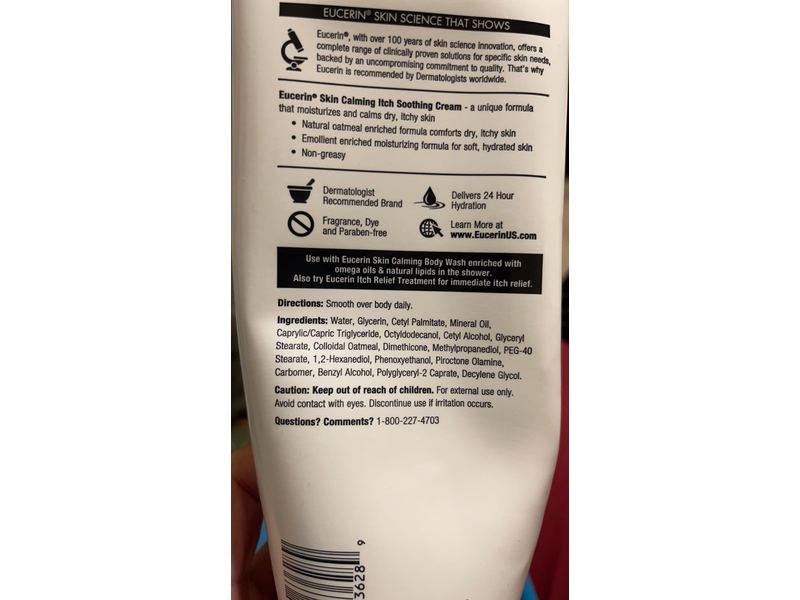 Eucerin Skin Calming Itch Soothing Cream, Fragrance Free, 14 oz/396 g