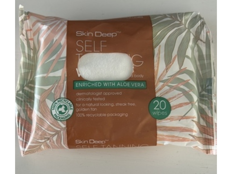 Skin Deep Self Tanning Wipes, Aloe Vera, 20 Count