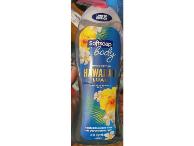 Softsoap Hawaiian Luau Moisturizing Body Wash, Jasmin & Vanilla Scent, 20 fl oz/591 mL, Pack Of 2