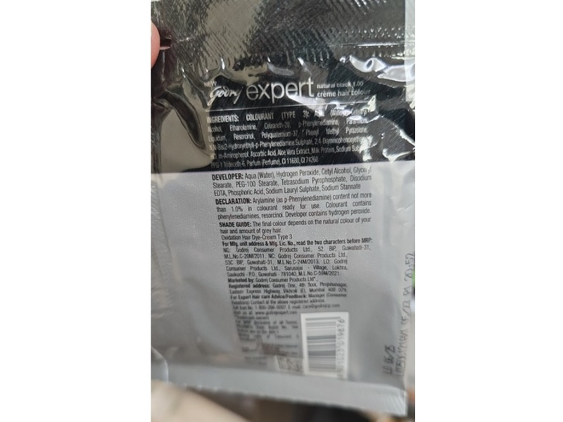 Godrej Expert Rich Cream Long Lasting Color, Natural Black 1.00, Aloe Vera, 20 g