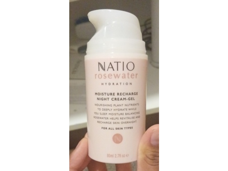 Natio Rosewater Hydration Moisture Recharge Night Cream-Gel, 2.7 fl oz/80 mL