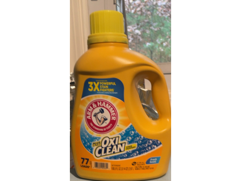 Arm & Hammer Plus Oxi Clean Liquid Laundry Detergent, Fresh Scent, 77 Loads, 100.5 fl oz/2.97 L